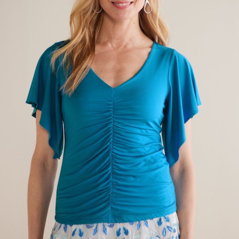 NWT Soft Surroundings Leya Ruched Top NWT